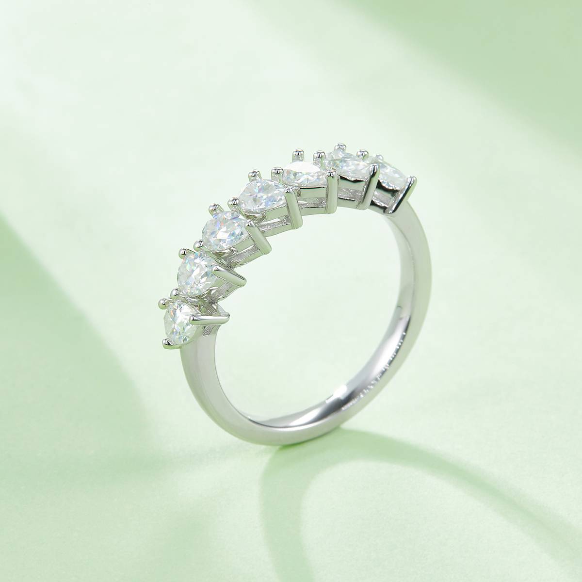 Pearl S925 Silver Plated Platinum Moissanite Women's Ring 2.1 Carat D-Class